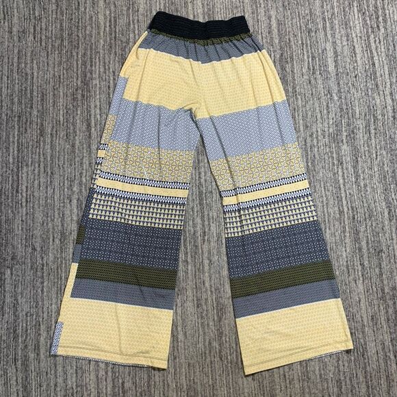 No Brand Women Small Multicolored Knit Palazzo Wide Legs Pants Butter‎ Yellow - Picture 1 of 6